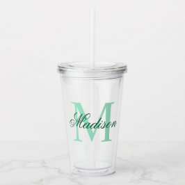 Creëer Uw persoonlijke monogram - Groen Acryl Drinkbeker