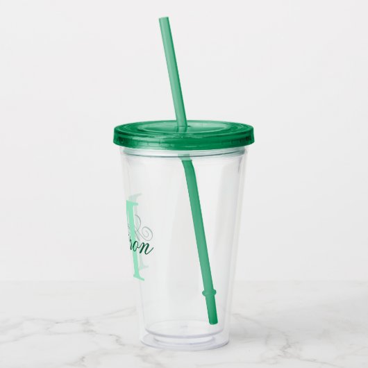 Creëer Uw persoonlijke monogram - Groen Acryl Drinkbeker (Links)
