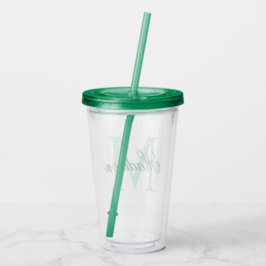 Creëer Uw persoonlijke monogram - Groen Acryl Drinkbeker (Achterkant)