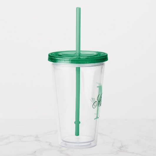 Creëer Uw persoonlijke monogram - Groen Acryl Drinkbeker (Rechts)