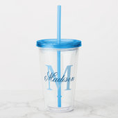 Creëer Uw persoonlijke monogram Naam Blauw Acryl Drinkbeker (Voorkant)