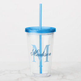 Creëer Uw persoonlijke monogram Naam Blauw Acryl Drinkbeker