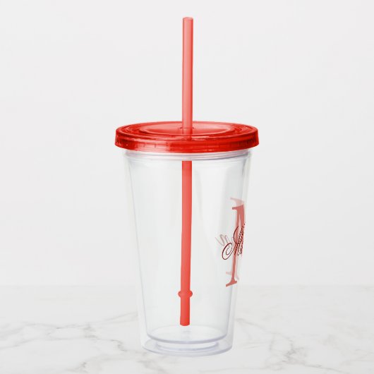 Creëer Uw persoonlijke monogram Naam Rood Acryl Drinkbeker (Rechts)