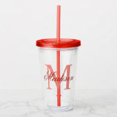 Creëer Uw persoonlijke monogram Naam Rood Acryl Drinkbeker (Voorkant)