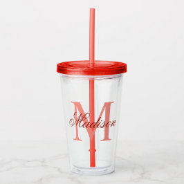 Creëer Uw persoonlijke monogram Naam Rood Acryl Drinkbeker