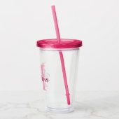 Creëer Uw persoonlijke monogram Naam Roze Acryl Drinkbeker (Links)