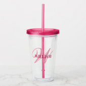 Creëer Uw persoonlijke monogram Naam Roze Acryl Drinkbeker (Voorkant)