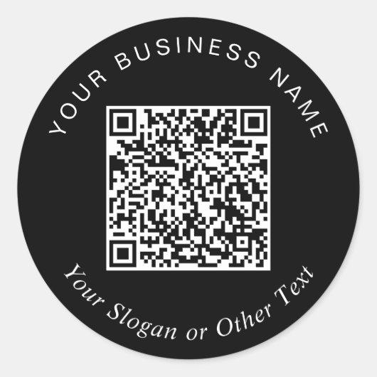 Creëer Uw QR-code voor speciale acties zwart Ronde Sticker (Voorkant)