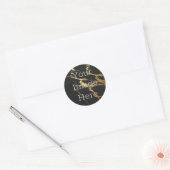 Creëer uw zwarte marmeren metallic goud nep folie ronde sticker (Envelop)