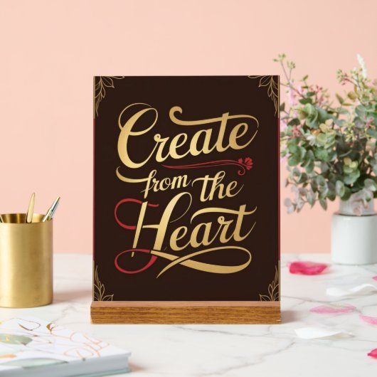 Creëer vanuit het hart acryl bord (Huwelijk)