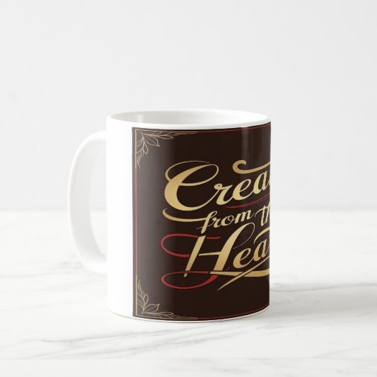 Creëer vanuit het hart koffiemok (Voorkant links)