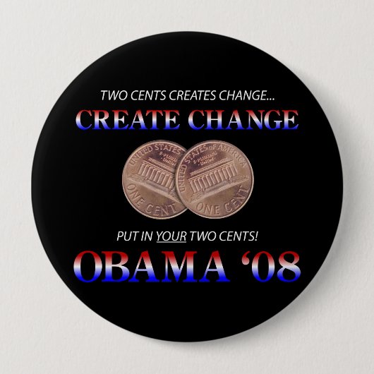 Creëer verandering met Obama Ronde Button 4,0 Cm (Voorkant)