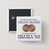 Creëer verandering met Obama Vierkante Button 5,1 Cm (Voorkant /achterkant)