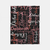 Creëer Vrouwelijke naam Typografie Roze op zwart Fleece Deken (Voorkant)