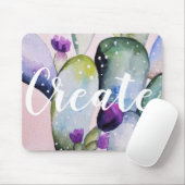 Creëer Waterverf Cactus en Paarse bloesems Muismat (Met muis)