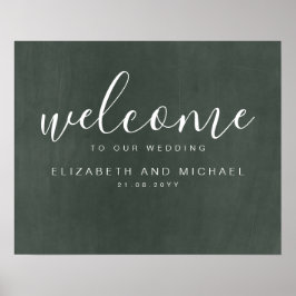 Creëer Wedding Welcome Sign Burgundy Blue Floral Poster