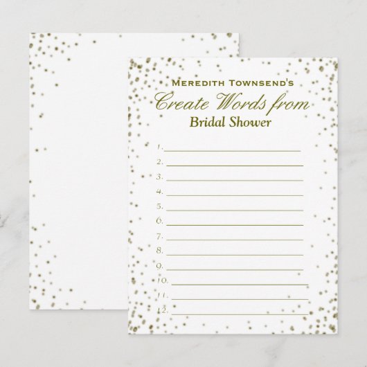 Creëer Words | Gouden Confetti Uitnodiging Briefkaart (Voorkant / Achterkant)