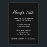 Creëer Your Black 18th Birthday Invitation Kaart<br><div class="desc">Creëer Uw 18e verjaardag Uitnodiging</div>