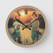 Creëer Your Custom Photo Brown Classy Elegant Ronde Klok (Voorkant)