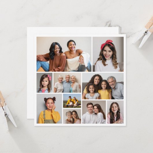 Creëer Your Ewn 10 Photo Collage Greeting Kaart (Voorkant / Achterkant in situ)