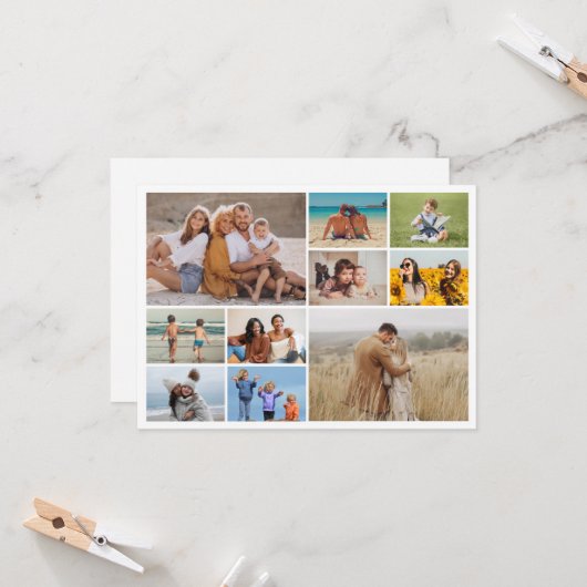 Creëer Your Ewn 10 Photo Collage Greeting Kaart (Voorkant / Achterkant in situ)