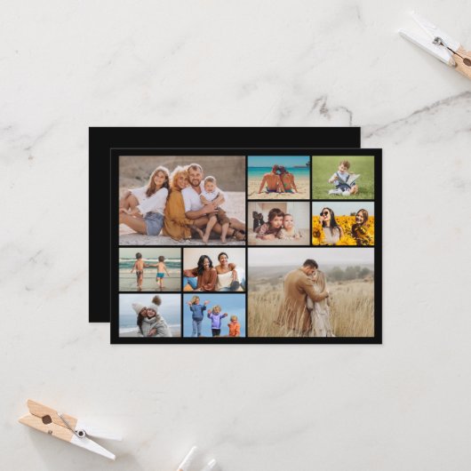 Creëer Your Ewn 10 Photo Collage Greeting Kaart (Voorkant / Achterkant in situ)