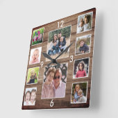 Creëer Your Ewn 10 Photo Collage Rustic Wood Vierkante Klok (Hoek)