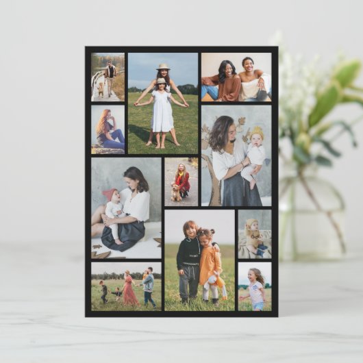 Creëer Your Ewn 11 Photo Collage Greeting Kaart (Staand voorkant)