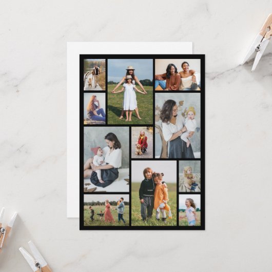 Creëer Your Ewn 11 Photo Collage Greeting Kaart (Voorkant / Achterkant in situ)