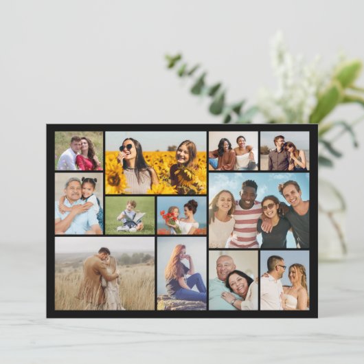 Creëer Your Ewn 12 Photo Collage Greeting Kaart (Staand voorkant)