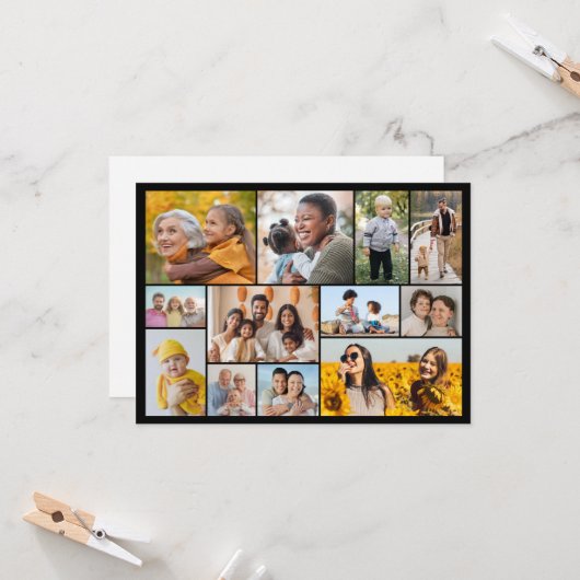 Creëer Your Ewn 12 Photo Collage Greeting Kaart (Voorkant / Achterkant in situ)