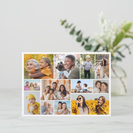 Creëer Your Ewn 12 Photo Collage Greeting Kaart (Staand voorkant)