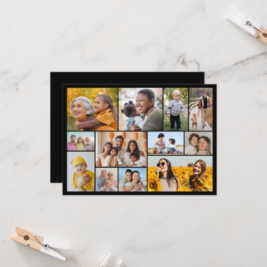 Creëer Your Ewn 12 Photo Collage Greeting Kaart (Voorkant / Achterkant in situ)