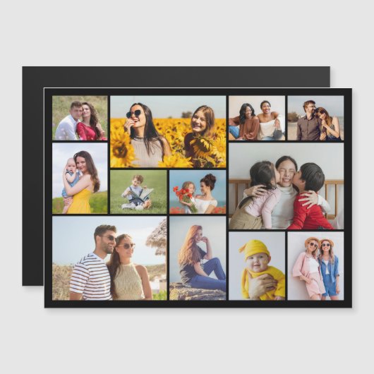 Creëer Your Ewn 12 Photo Collage Magnetic Kaart (Voorkant / Achterkant)