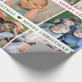 Creëer Your Ewn 12 Photo Collage Merry Kerstmis Cadeaupapier (Hoek)