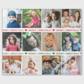 Creëer Your Ewn 12 Photo Collage Merry Kerstmis Cadeaupapier (Vlak)