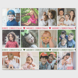 Creëer Your Ewn 12 Photo Collage Merry Kerstmis Cadeaupapier