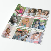 Creëer Your Ewn 12 Photo Collage Merry Kerstmis Cadeaupapier (Uitgerold)