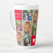 Creëer Your Ewn 12 Photo Collage Monogram Red Latte Mok (Linkerhoek)