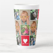 Creëer Your Ewn 12 Photo Collage Monogram Red Latte Mok (Voorkant)
