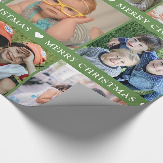 Creëer Your Ewn 12 Photo Collage Red Kerstmis Cadeaupapier (Hoek)