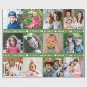 Creëer Your Ewn 12 Photo Collage Red Kerstmis Cadeaupapier (Vlak)