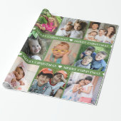 Creëer Your Ewn 12 Photo Collage Red Kerstmis Cadeaupapier (Uitgerold)