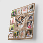 Creëer Your Ewn 13 Foto Collage Rustic Barn Wood Vierkante Klok (Hoek)