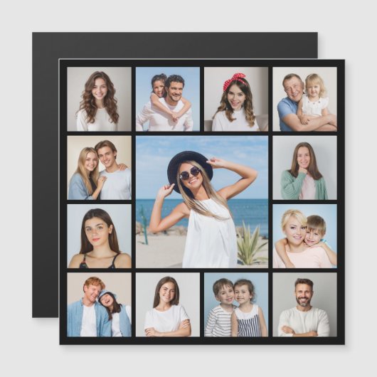 Creëer Your Ewn 13 Photo Collage Magnetic Kaart (Voorkant / Achterkant)