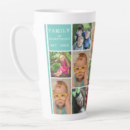 Creëer Your Ewn 13 Photo Collage Monogram Blauwgro Latte Mok