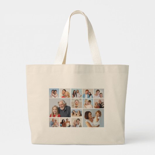 Creëer Your Ewn 14 Photo Collage Grote Tote Bag (Achterkant)