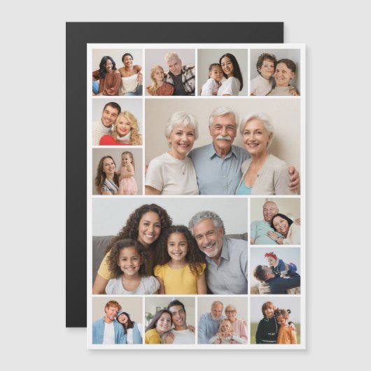 Creëer Your Ewn 14 Photo Collage Magnetic Kaart (Voorkant / Achterkant)