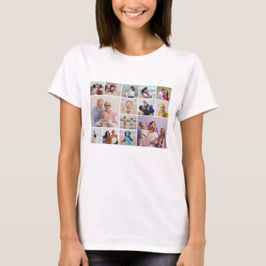 Creëer Your Ewn 14 Photo Collage T-shirt (Voorkant)