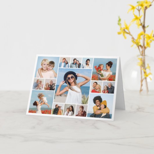 Creëer Your Ewn 15 Photo Collage Greeting Kaart (Gele Bloem)